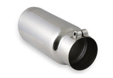 Exhaust Tip - 5.00 in. Rolled Angle Polished SS Fits 4.00 in. Tubing - Clamp On