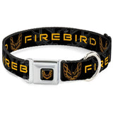 PONTIAC FIREBIRD BLACK/GOLD SEATBELT BUCKLE DOG COLLAR