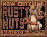 TIN SIGN RUSTY NUT FIX-