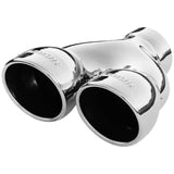 Exhaust Tip - Dual 3.5 in. Rolled Angle Polished SS Fits 2.50 in. Tubing-weld on